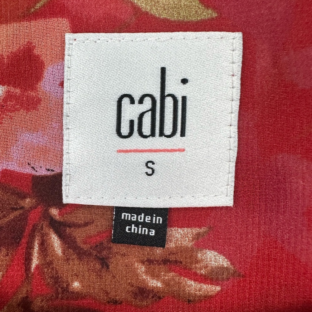 CAbi Red Floral Devoted Women’s Semi Sheer Bell Sleeve Blouse Top Shirt small - Picture 9 of 13